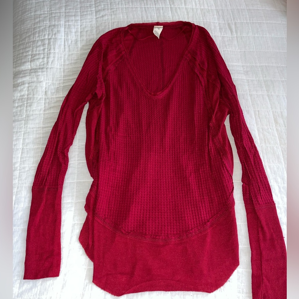 Free People red waffle knit long sleeve